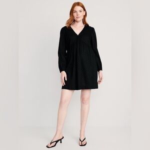 Old Navy Clip-Dot Mini Swing Dress, Long Sleeve Spring Little Black Dress, Small